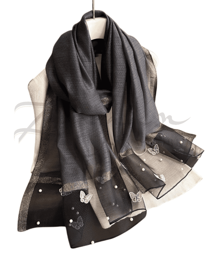 Butterfly Embroidery Beads Party Hijab