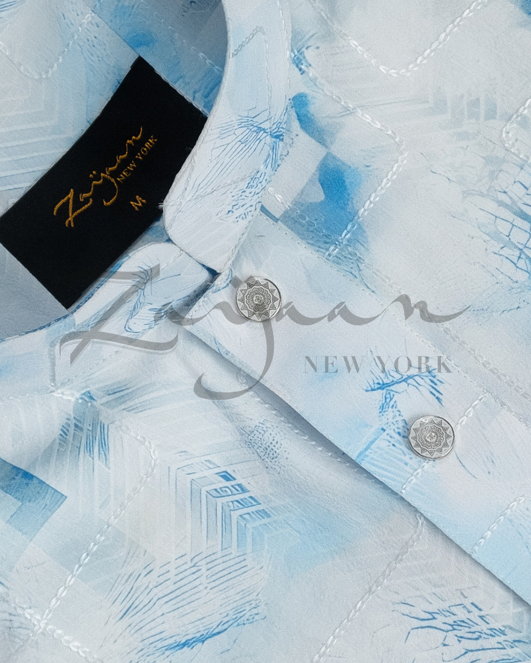 Premium Print Panjabi | Blue & White | Adult