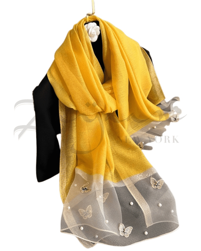 Butterfly Embroidery Beads Party Hijab