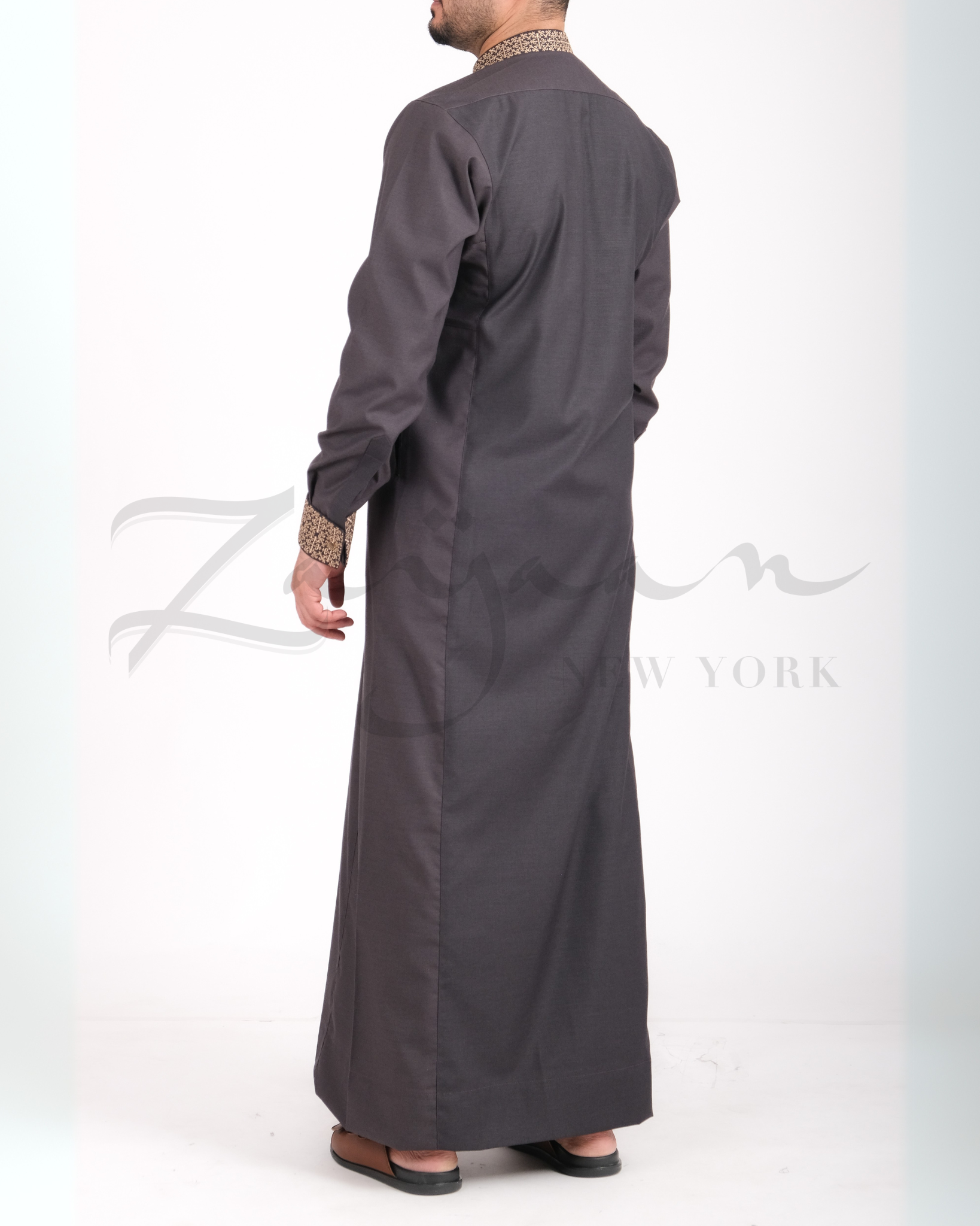 Platinum Embroidered Thobe l BLCK QAMS