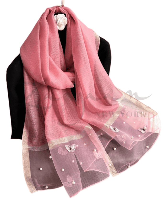 Butterfly Embroidery Beads Party Hijab