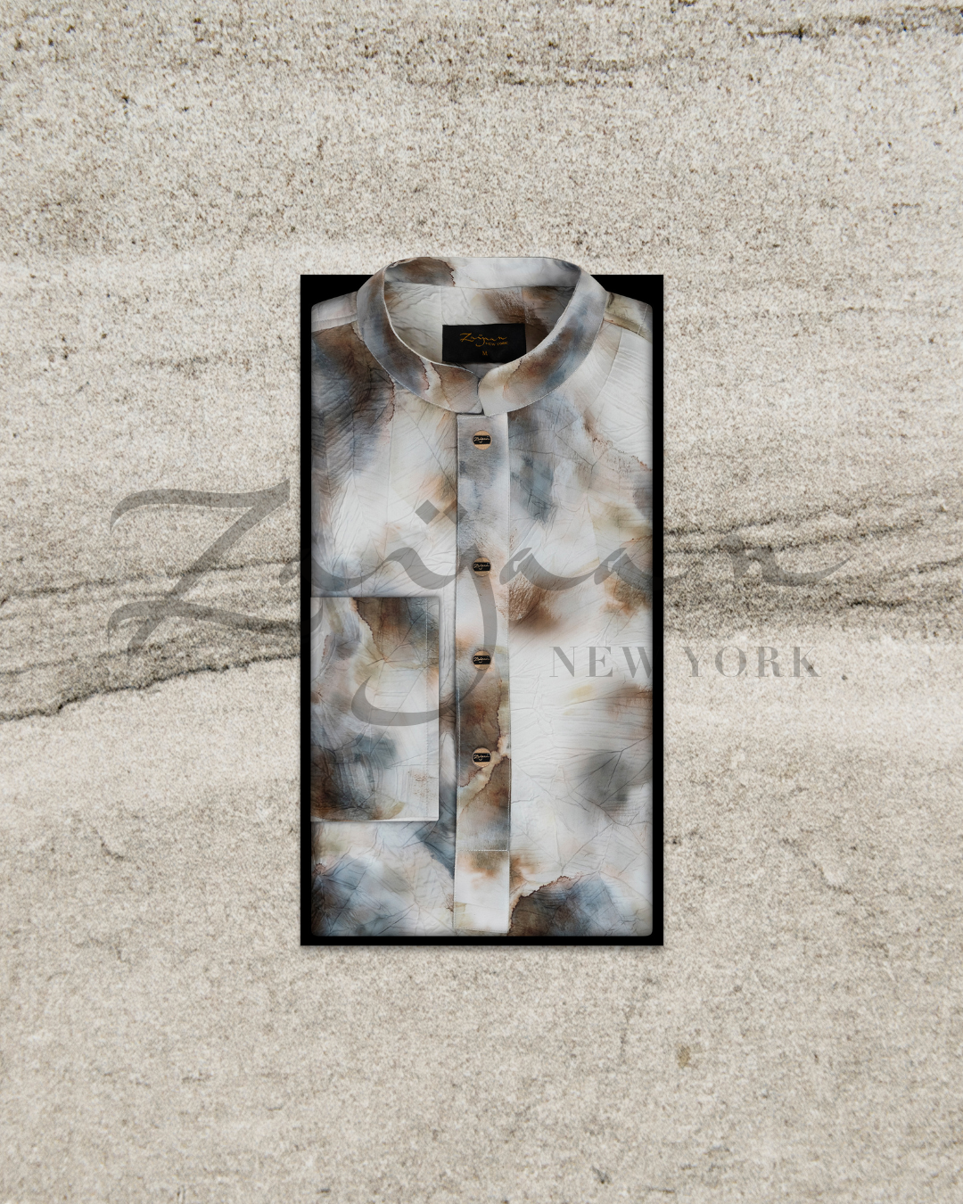 Premium Print Panjabi | Cream & Gray | Son