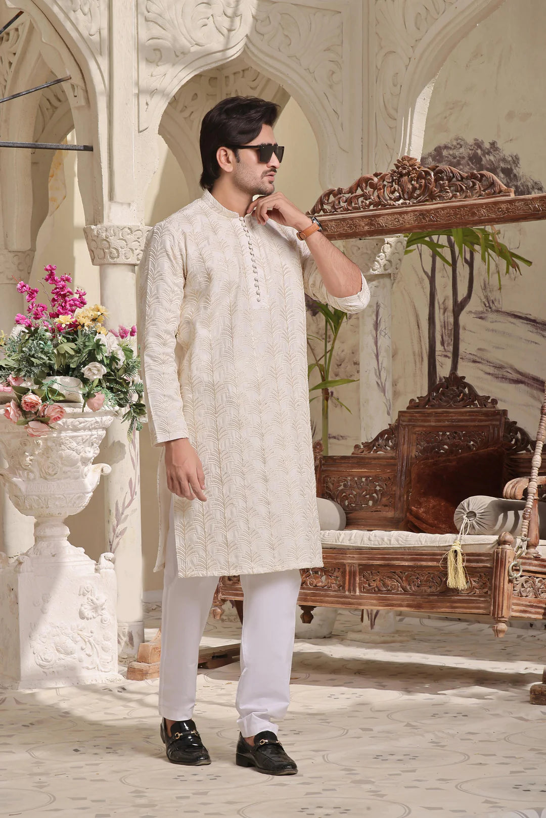 Platinum Panjabi | White & Gold