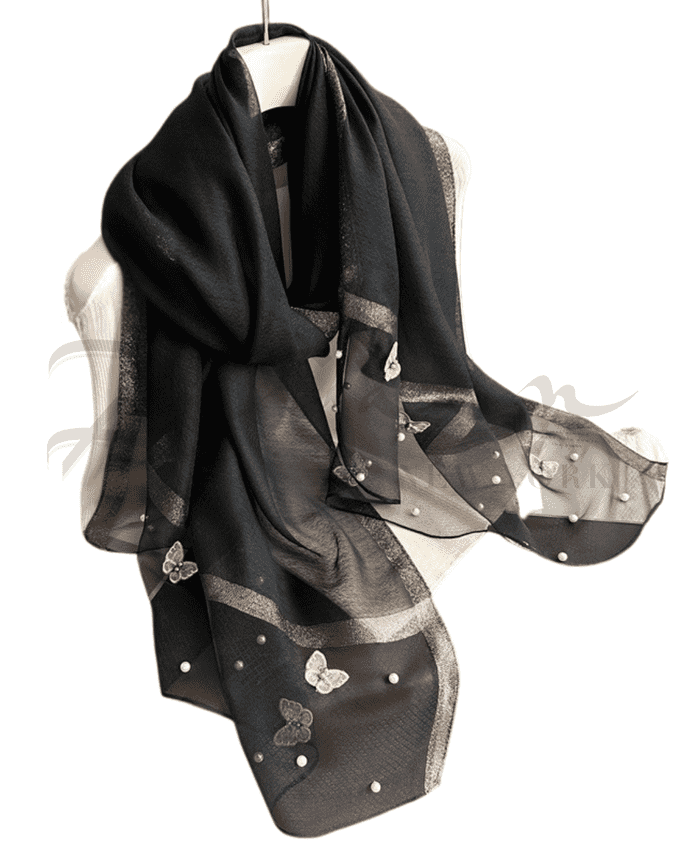 Butterfly Embroidery Beads Party Hijab