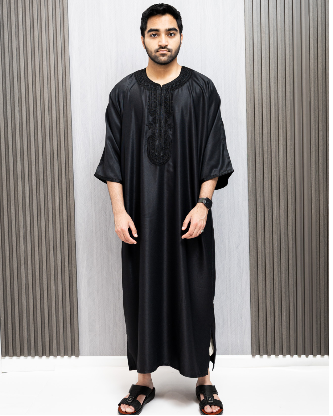 Platinum Moroccan Thobe| BLACK