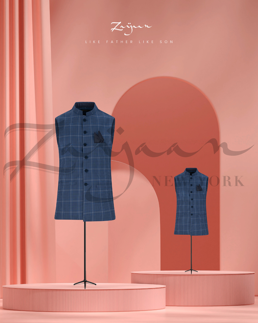 Premium Embroidery Vest | blue | Father & Son