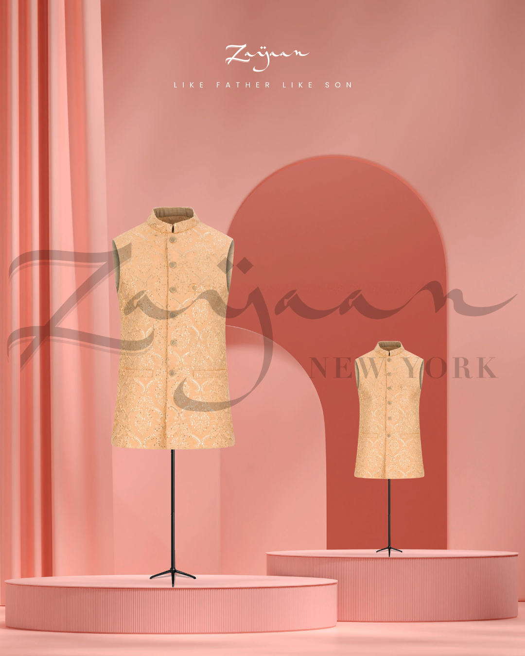 Premium Embroidery Vest | Peach| Kids