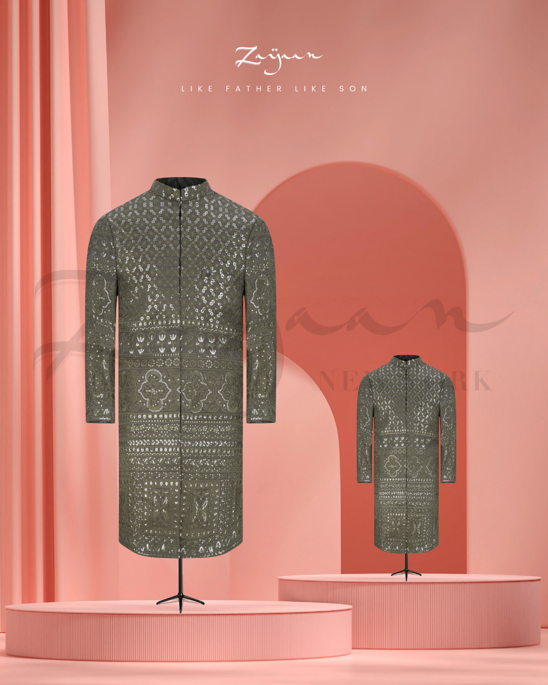 Premium Embroidered Sherwani Set | Olive | Son