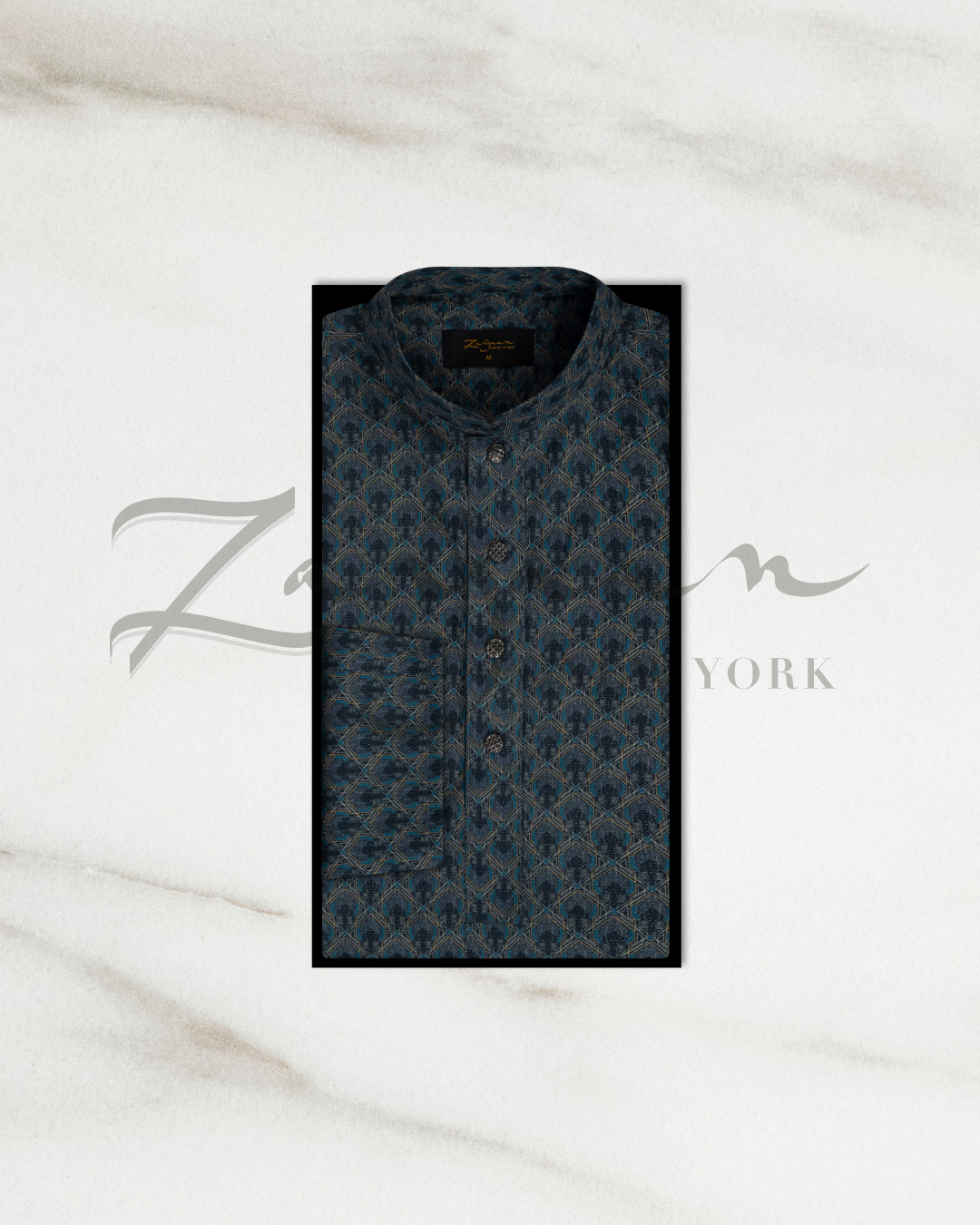 Premium Print Panjabi | Dark Blue