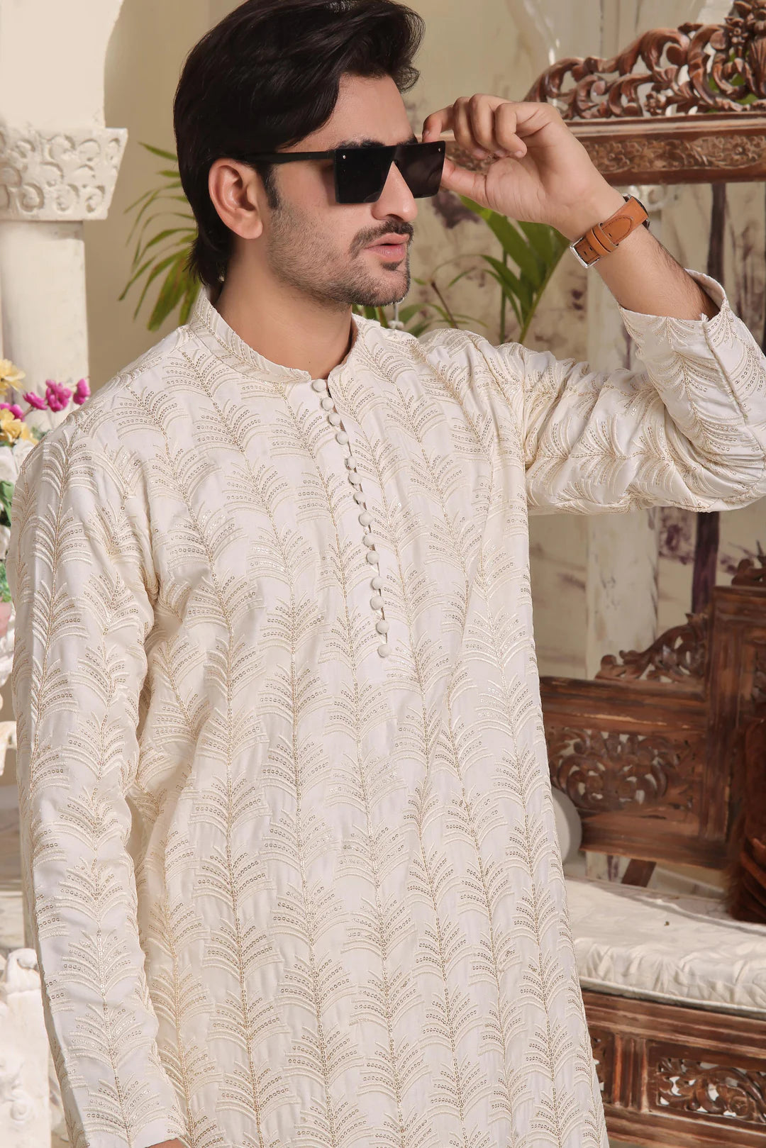 Platinum Panjabi | White & Gold