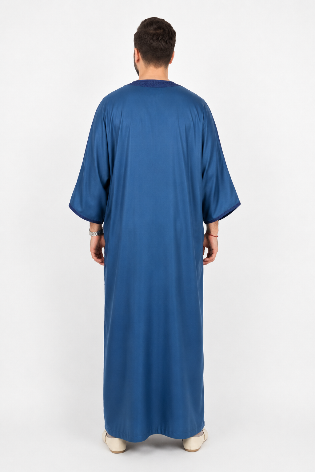 Platinum Moroccan Gandoura Double Embroidery | Navy