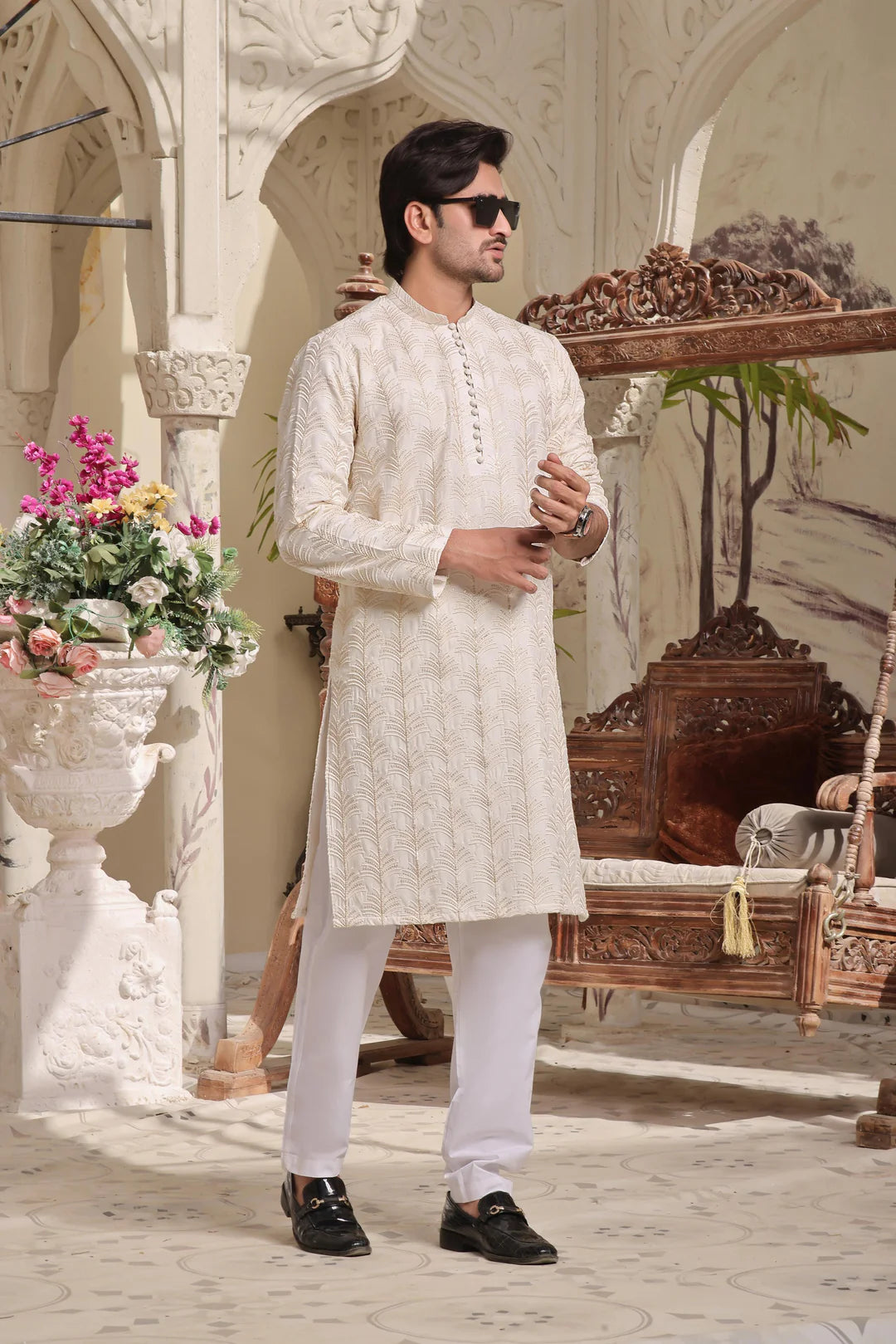 Platinum Panjabi | White & Gold