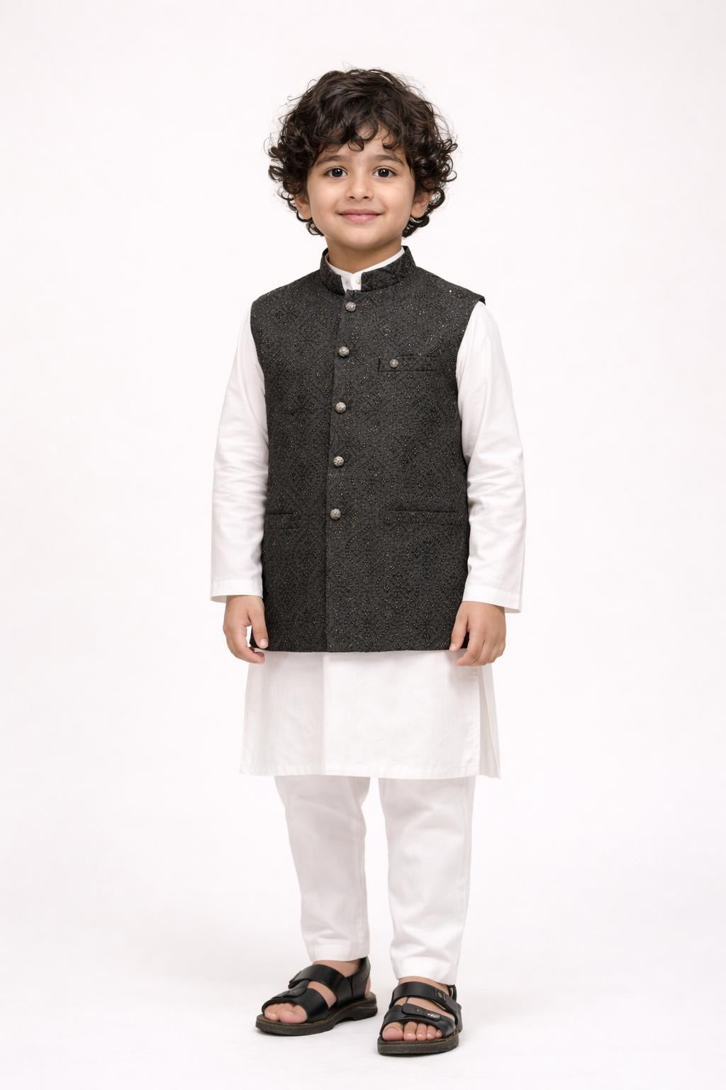 Premium Embroidery Vest | Black| Kids