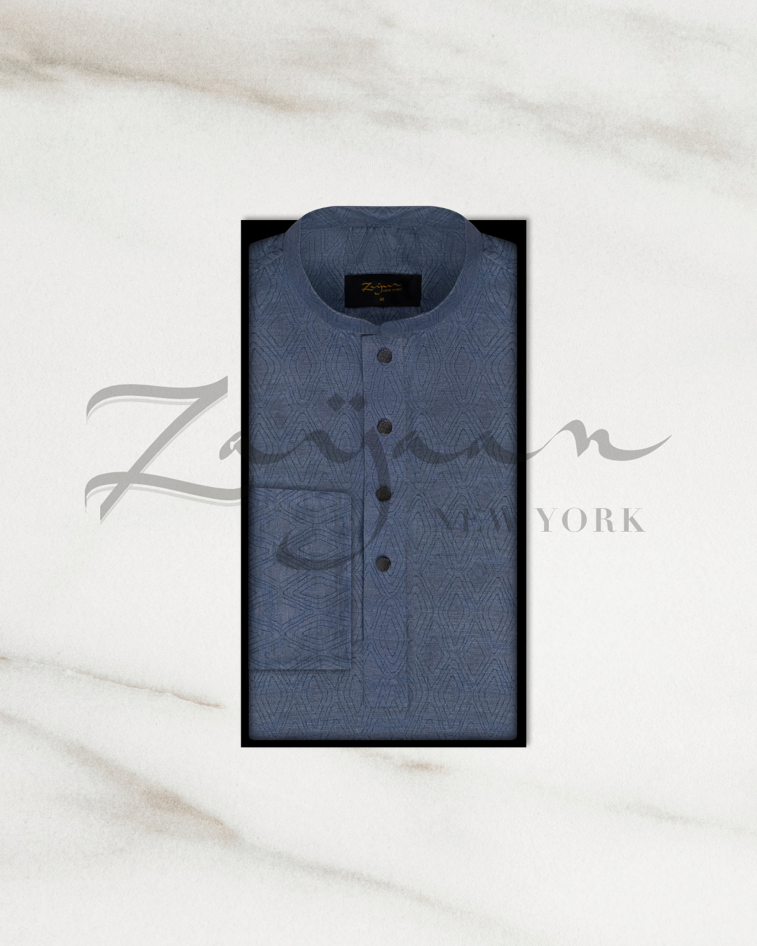 Premium Sequin Panjabi | Slate Blue