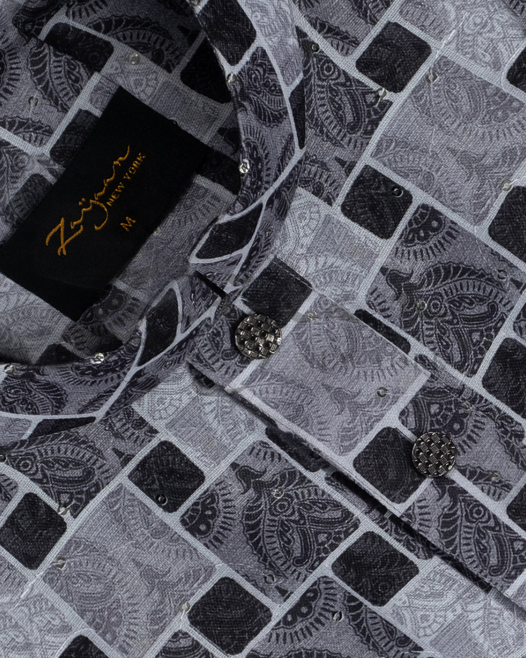 Premium Print Panjabi | Charcoal Gray