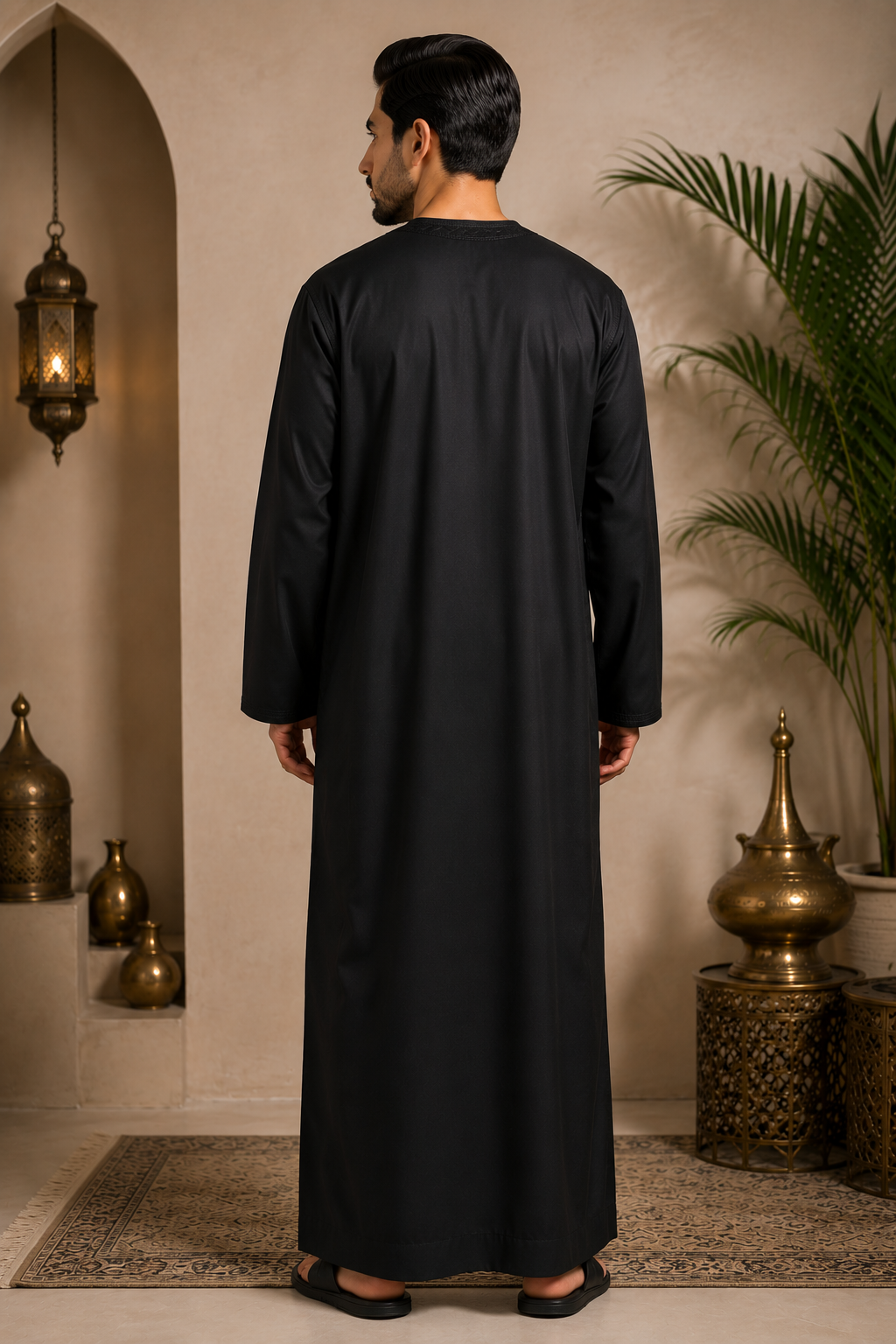 Premium Moroccan Men Caftan | Black | Adult