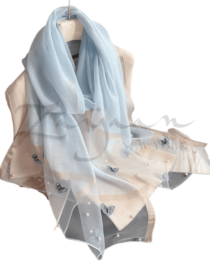 Butterfly Embroidery Beads Party Hijab