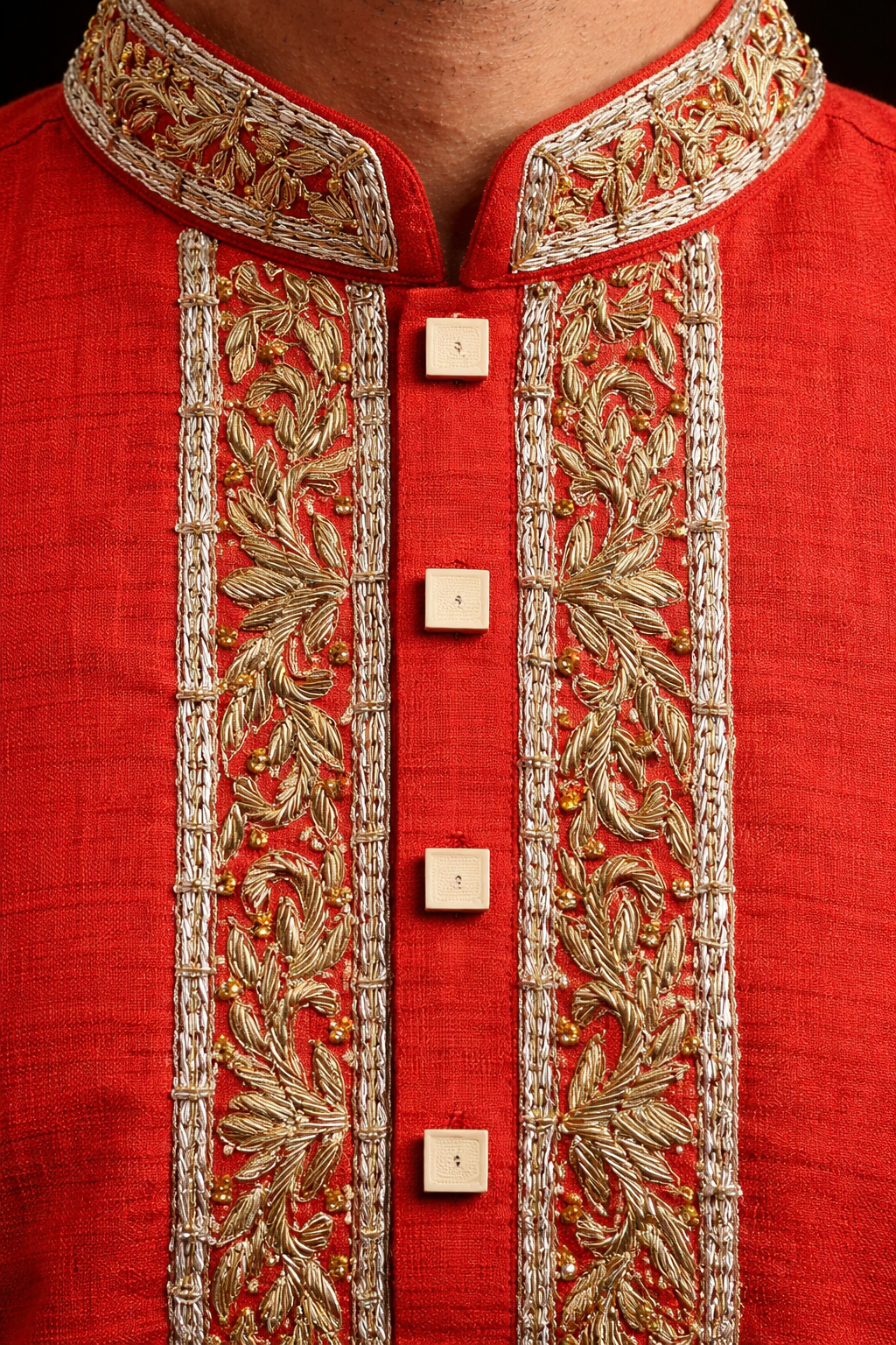 Noor-e-Zar Motka Zardosi Panjabi - Orange & Gold