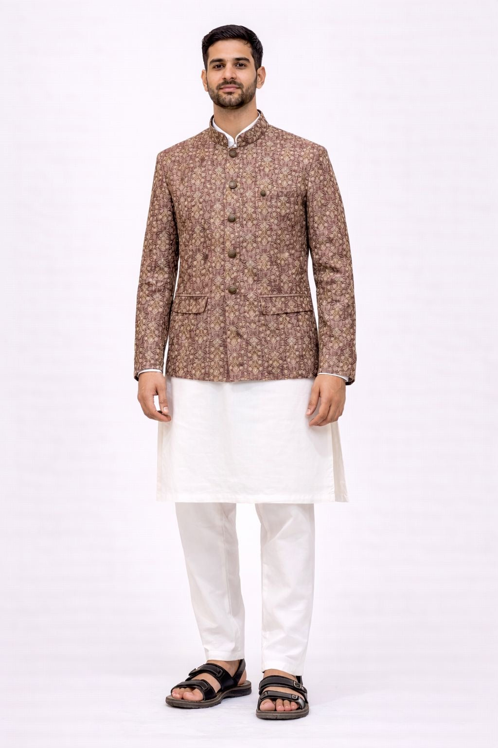 Premium Embroidered Pakistani Prince Coat| Brown I Adult