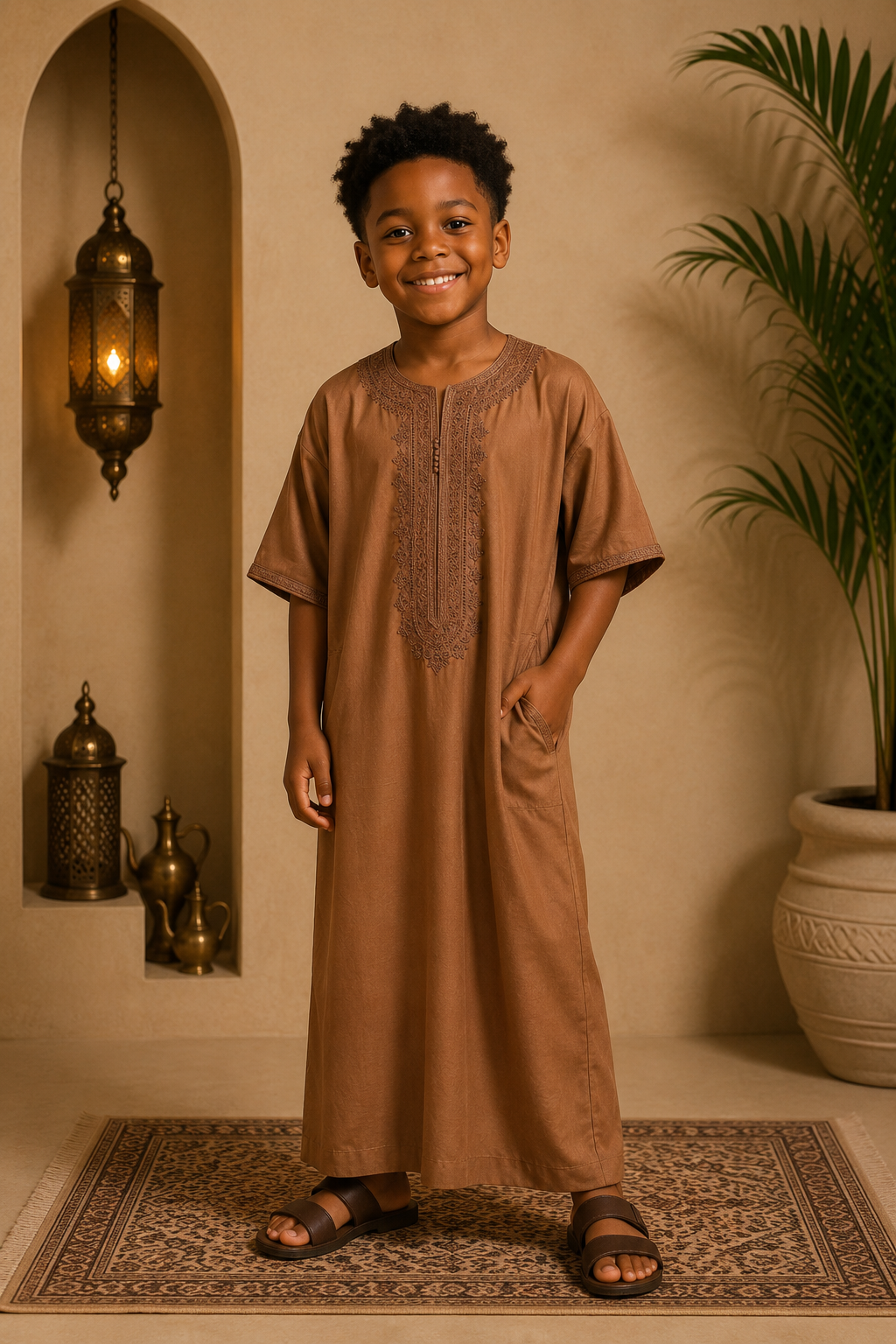 Authentic Moroccan Kids Gandoura| Dark Brown