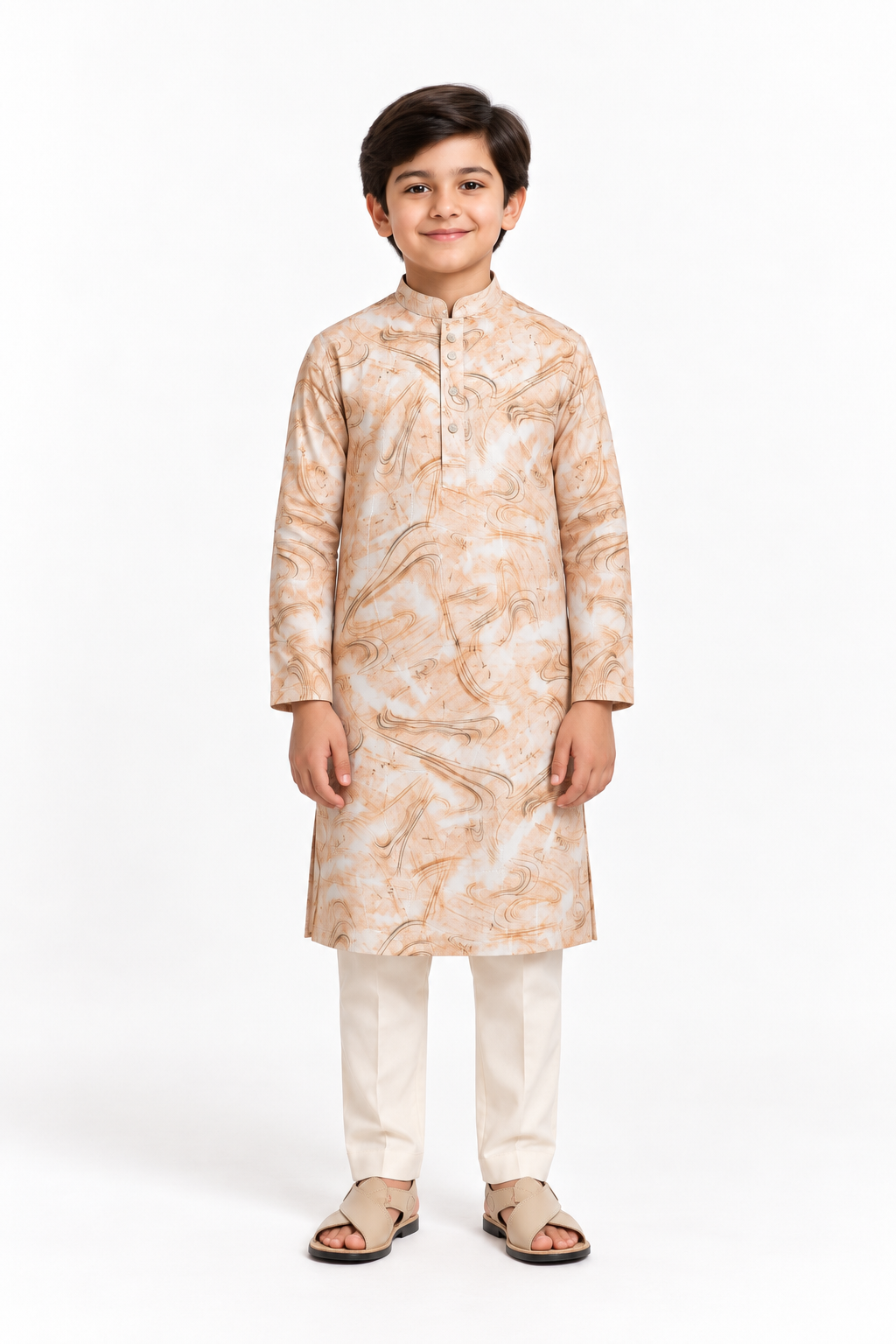 Premium Jacquard Panjabi | Light Peach | Son