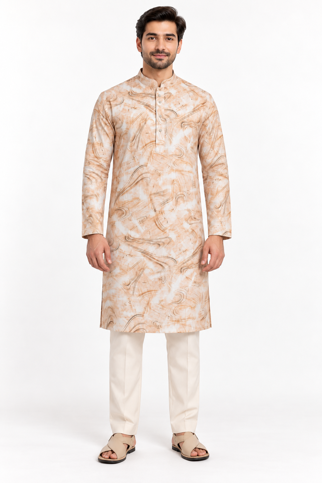 Premium Jacquard Panjabi | Light Peach | Father