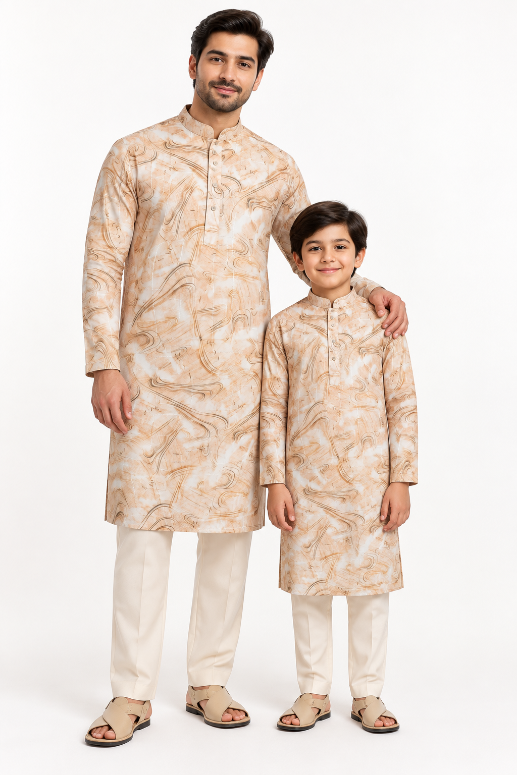 Premium Jacquard Panjabi | Light Peach | Son