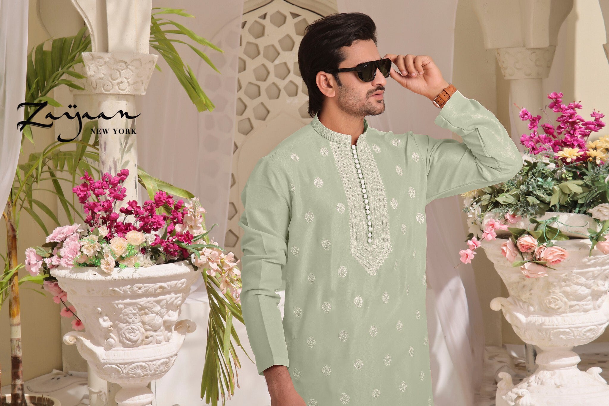 Platinum Panjabi | Pale Green