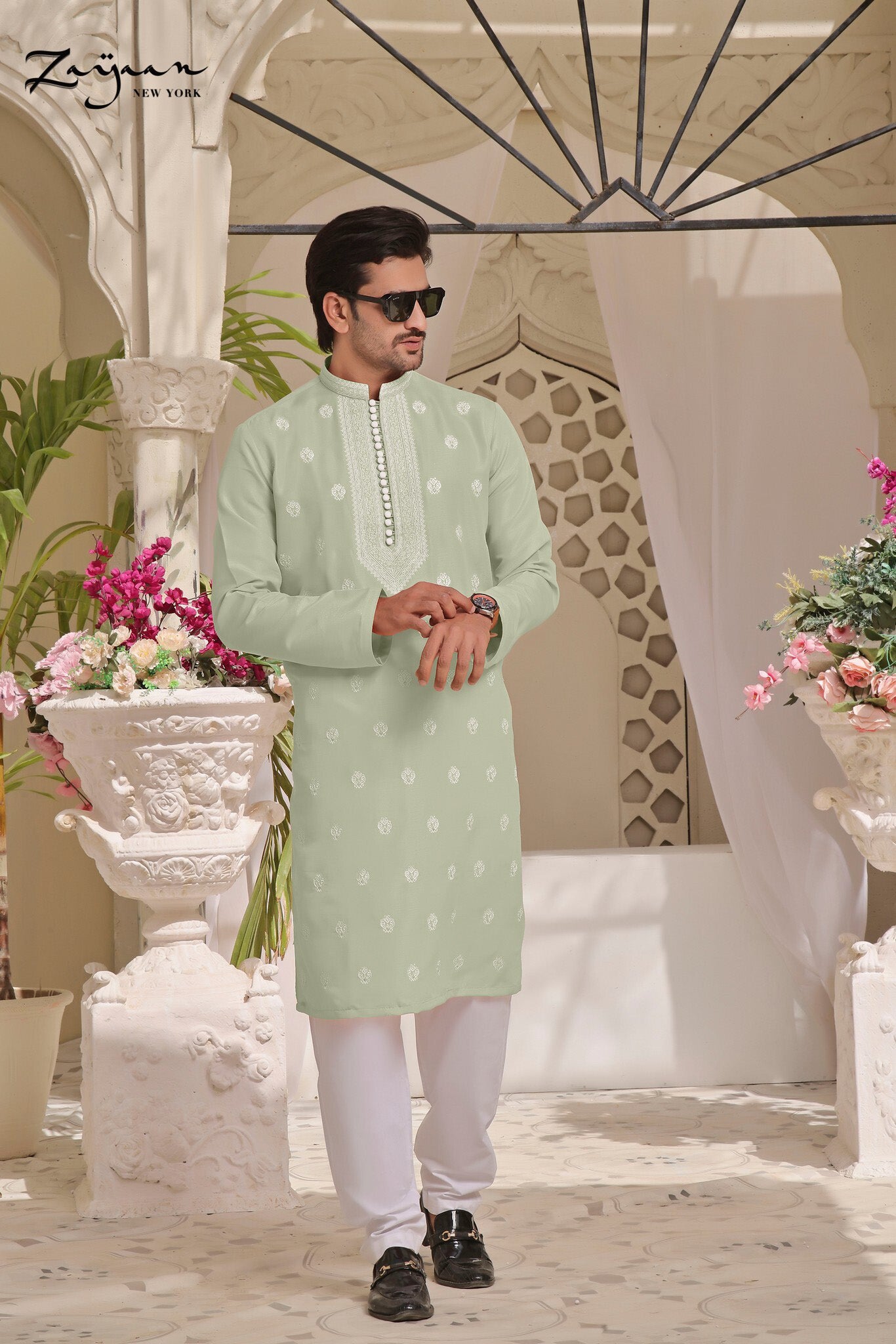 Platinum Panjabi | Pale Green