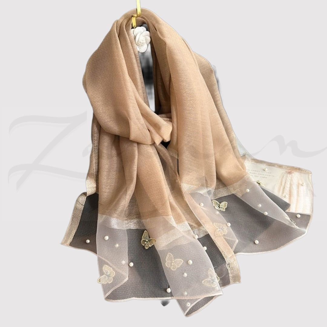 Butterfly Embroidery Beads Party Hijab