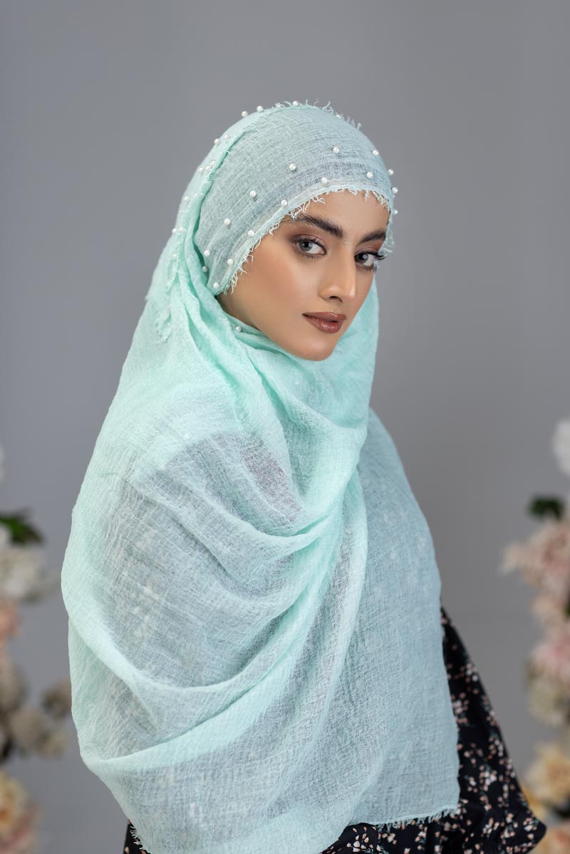 Viscose Pearl Hijab | Baby Blue