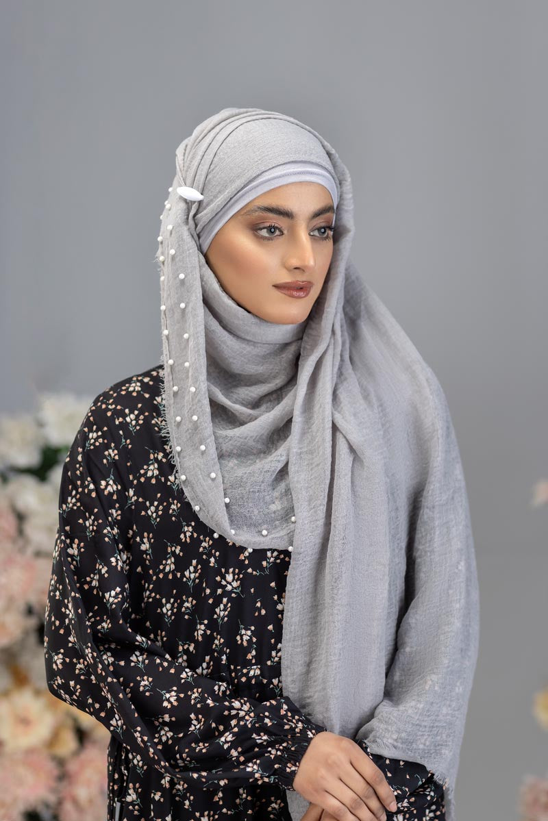 Viscose Pearl Hijab | Gray