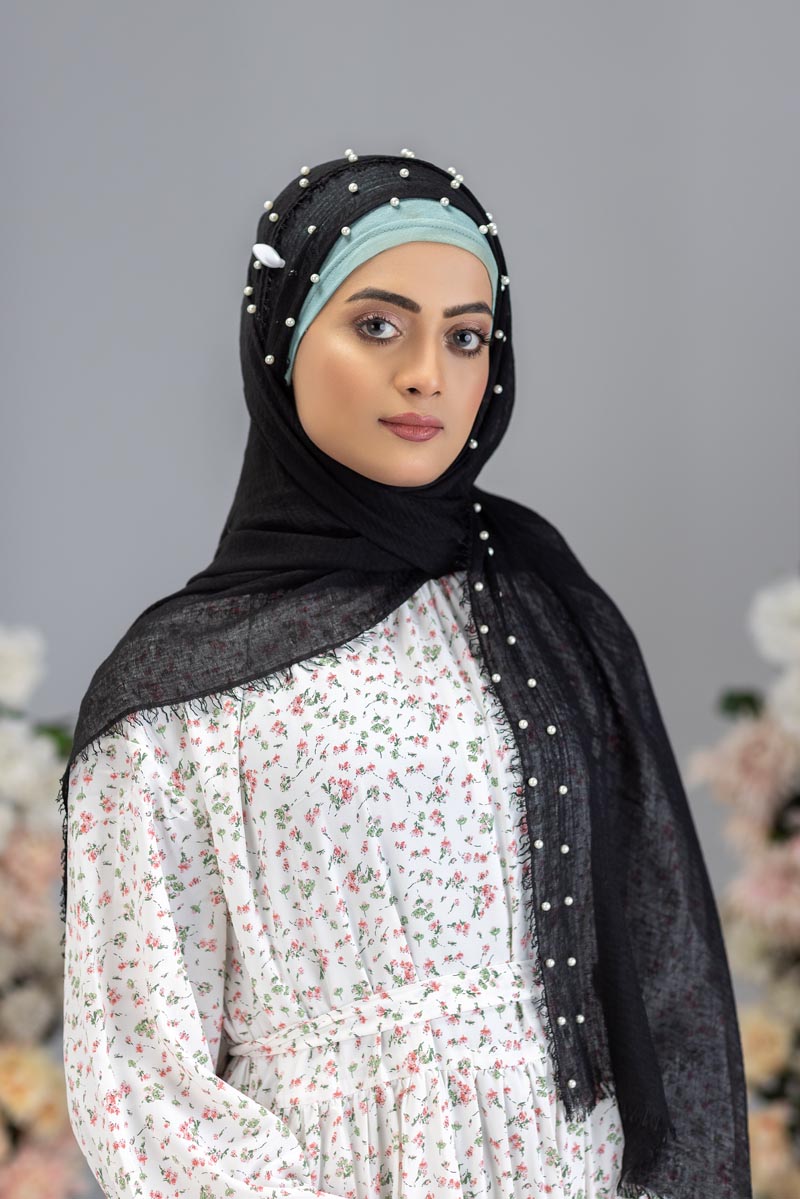 Viscose Pearl Hijab | Black