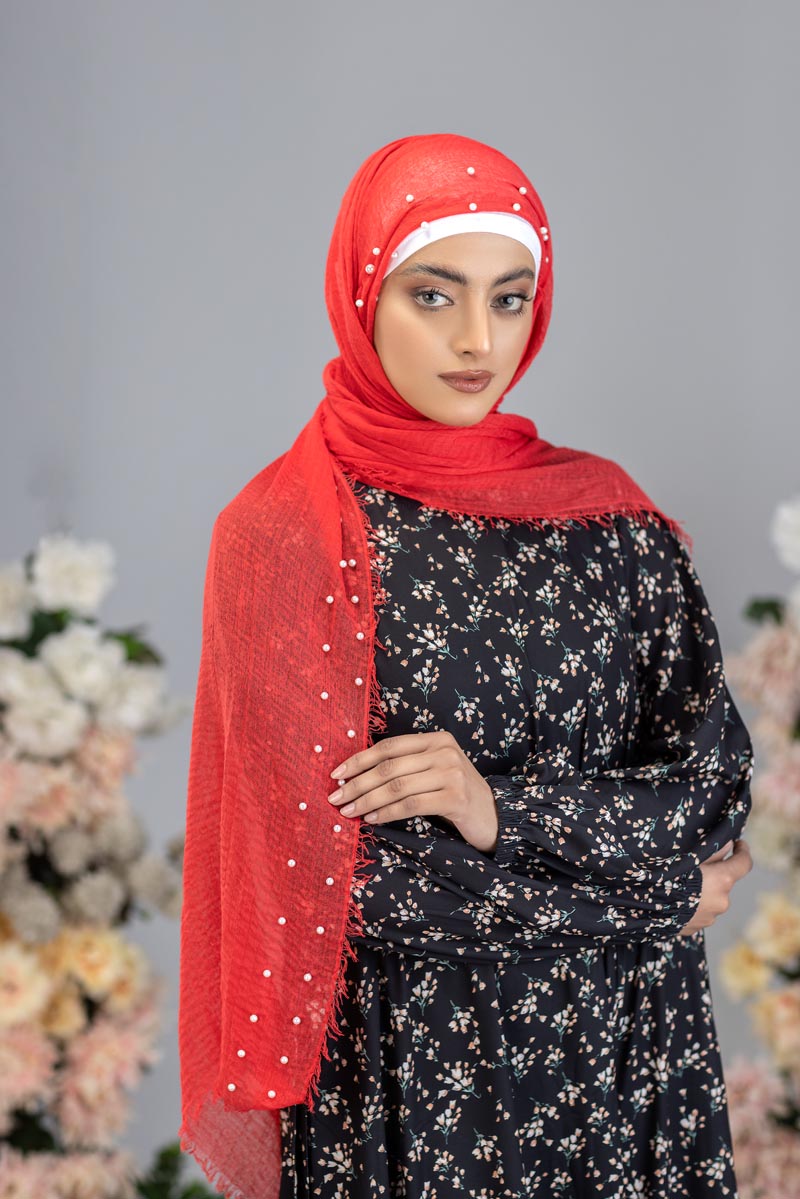 Viscose Pearl Hijab | Red