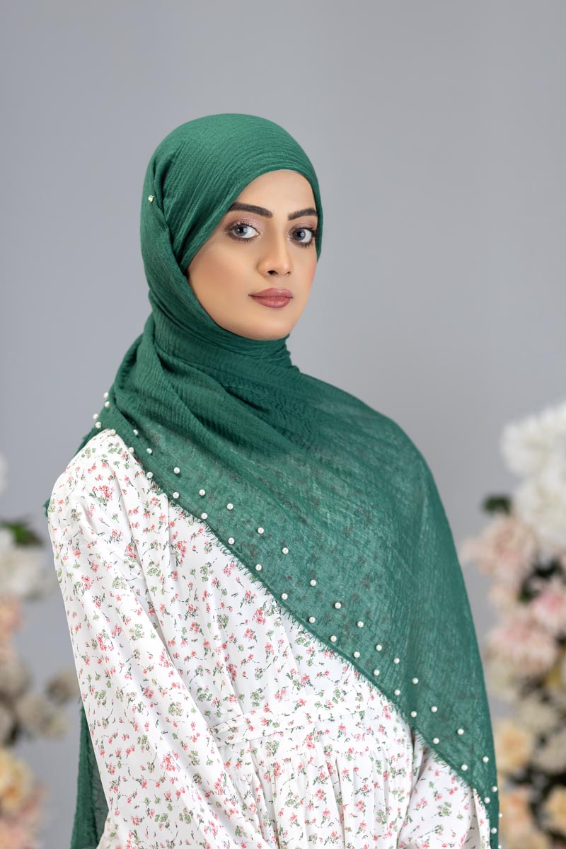 Viscose Pearl Hijab | Forest Green