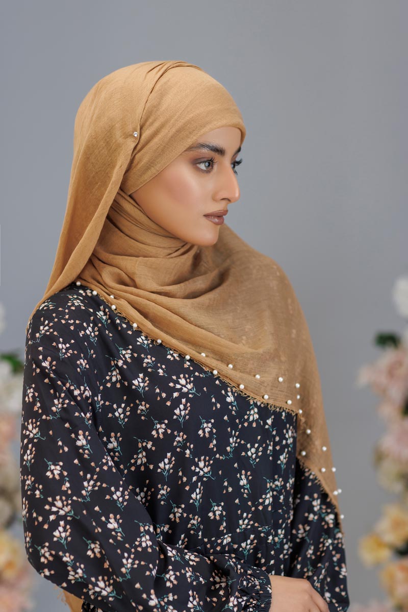 Viscose Pearl Hijab | Tan