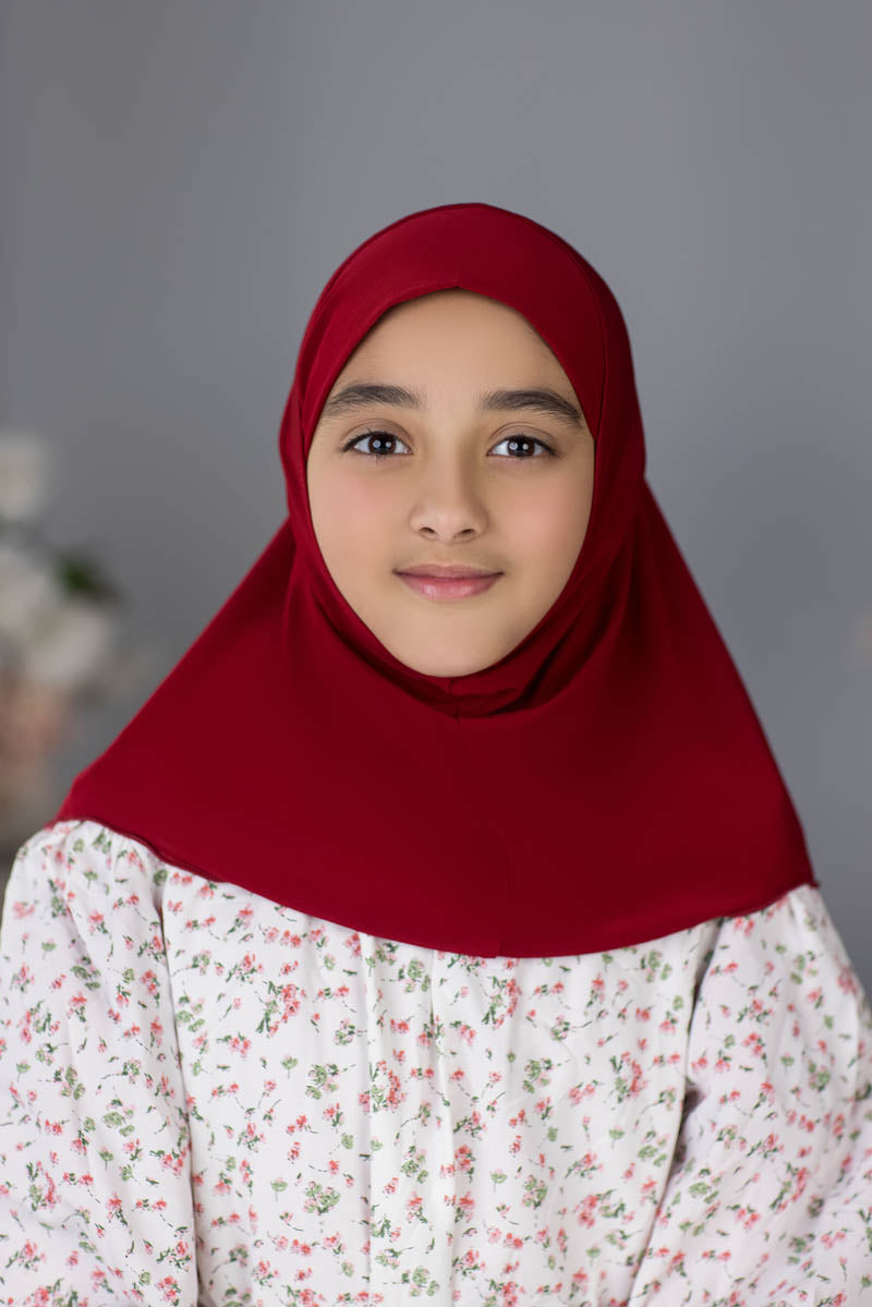 Zayaan Girl Plain Hijab - Cherry Red BIG