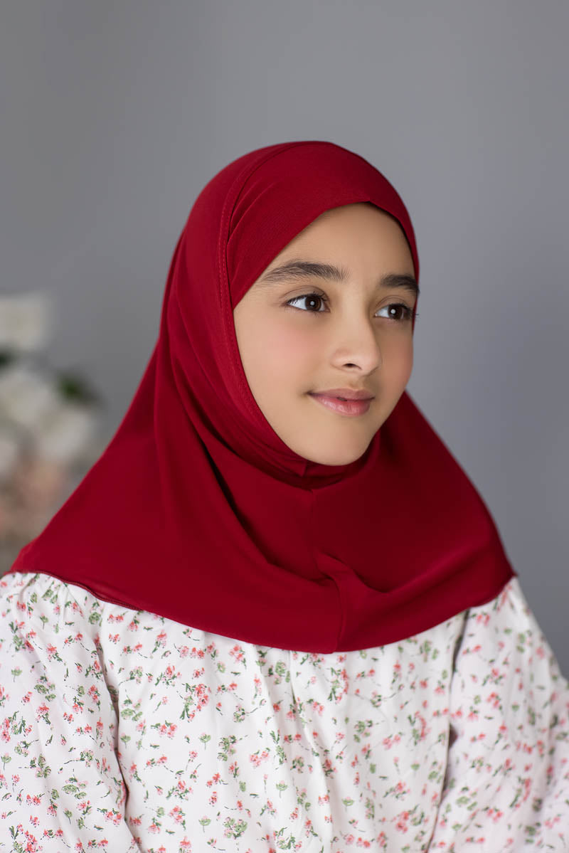 Zayaan Girl Plain Hijab - Cherry Red BIG