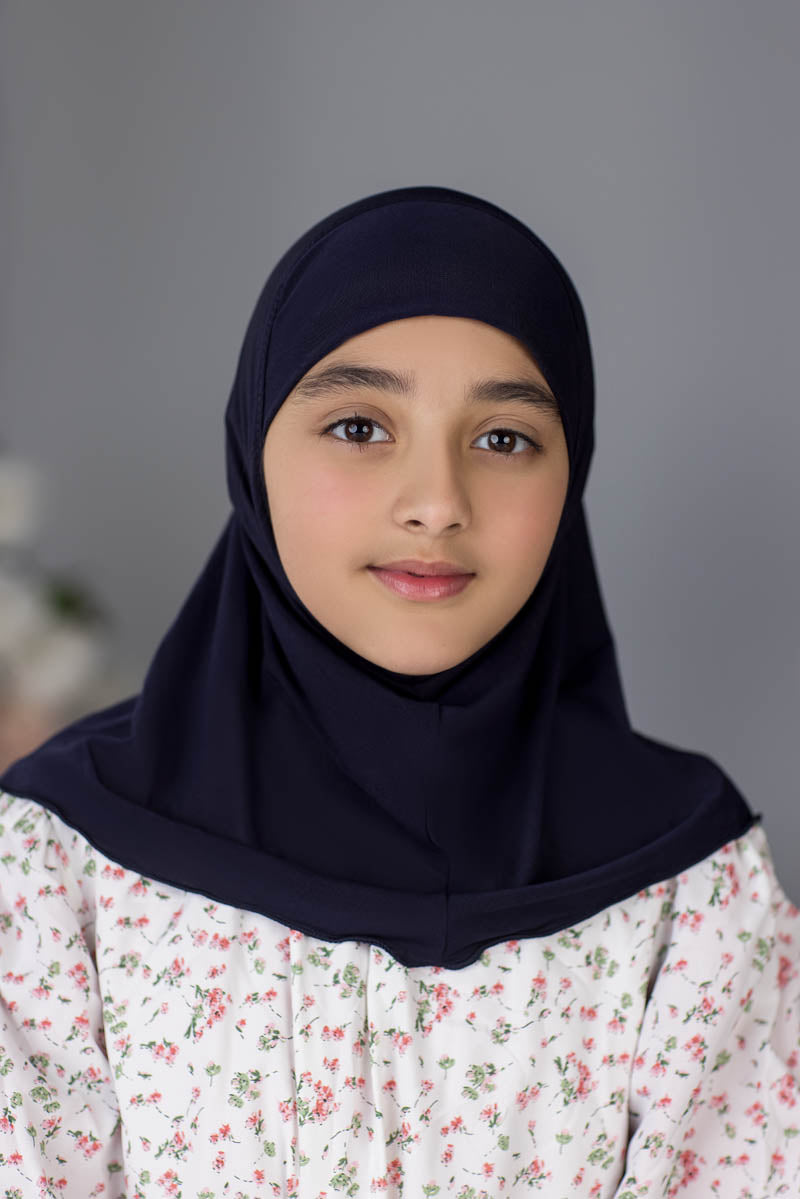 Zayaan Girl Plain Hijab - Navy Blue