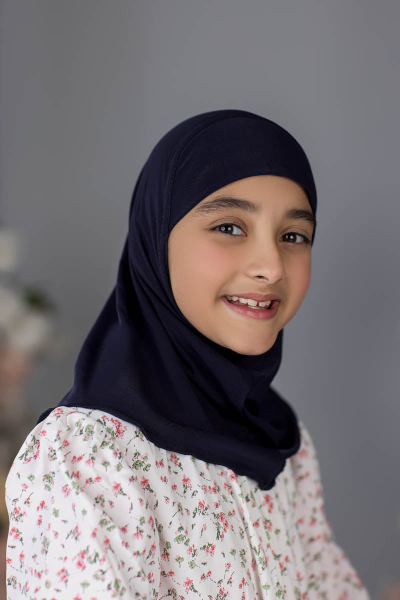 Zayaan Girl Plain Hijab - Navy Blue
