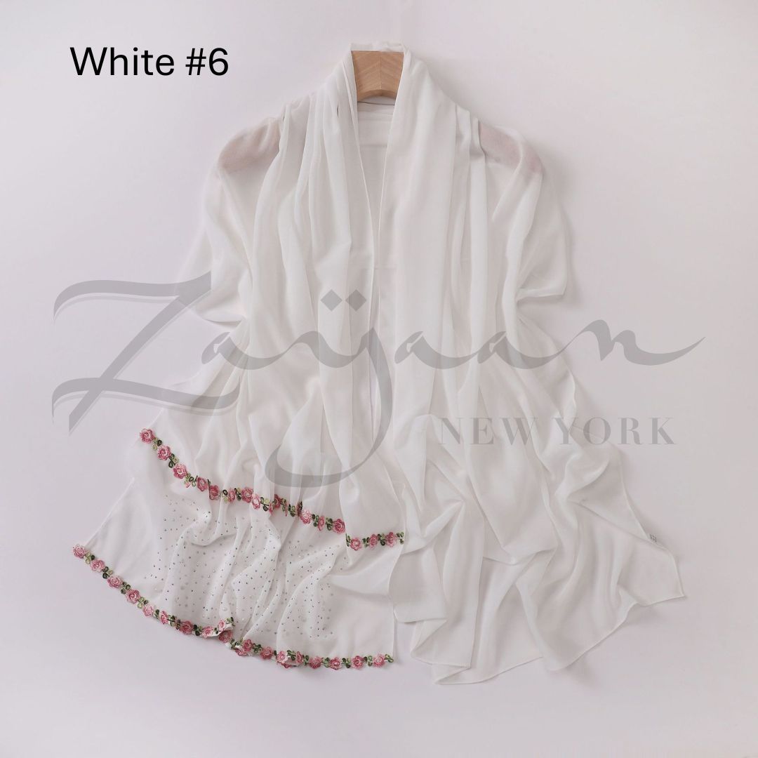 Ceramic Stone Pearl Chiffon Hijab