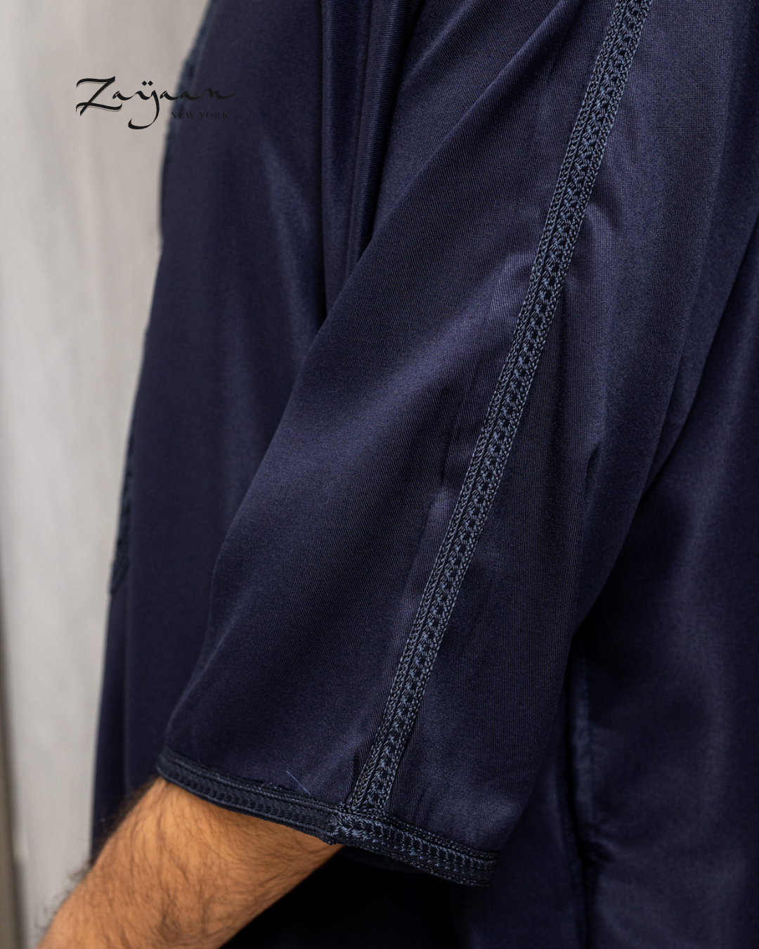 Platinum Moroccan Thobe| Navy Blue