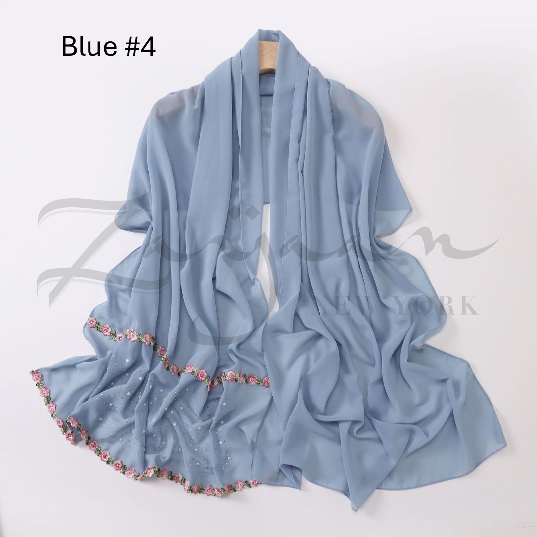 Ceramic Stone Pearl Chiffon Hijab