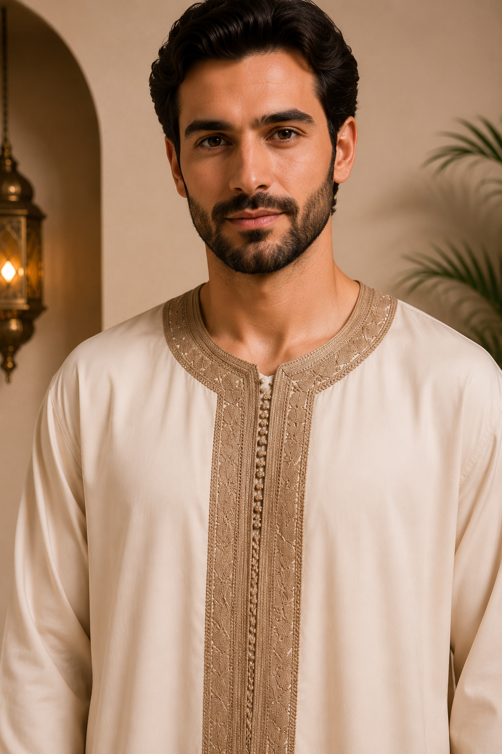 Premium Moroccan Men Caftan |     Champagne Beige  | Adult