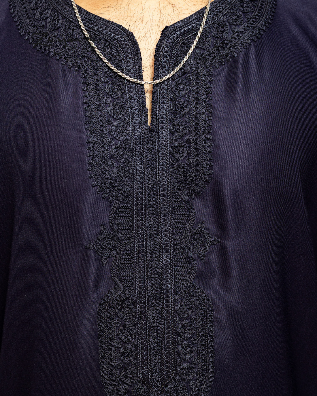 Platinum Moroccan Thobe| Navy Blue