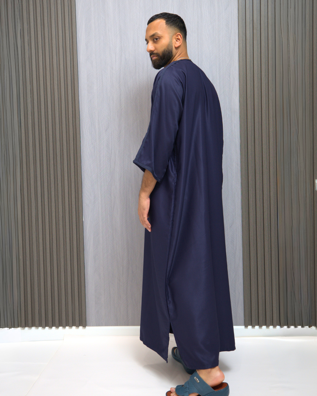 Platinum Moroccan Thobe| Navy Blue