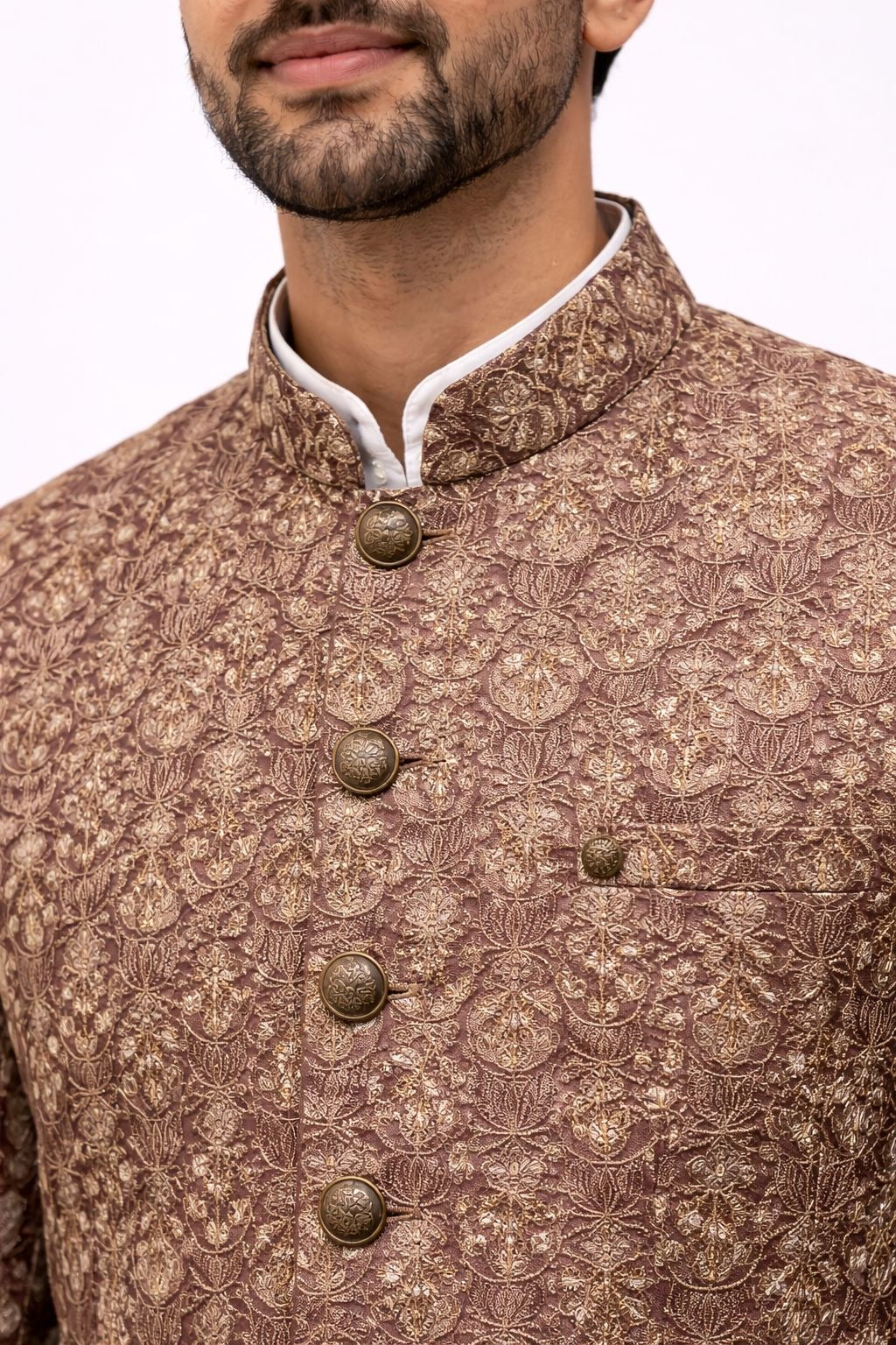 Premium Embroidered Pakistani Prince Coat| Brown I Adult