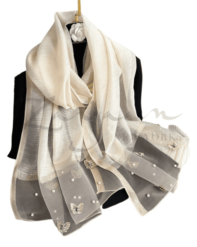 Butterfly Embroidery Beads Party Hijab