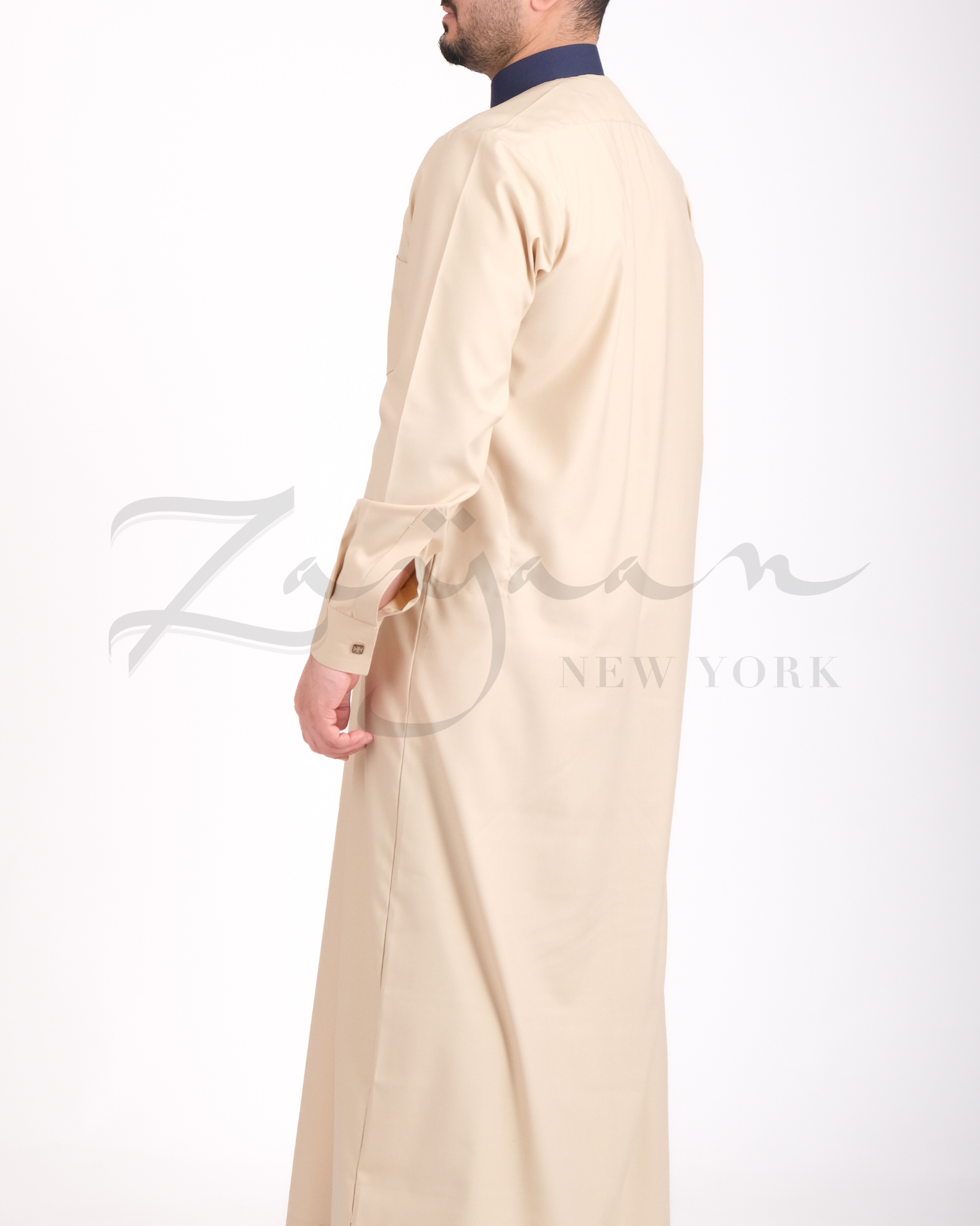 Platinum Embroidered Thobe l BEIGE QAMS