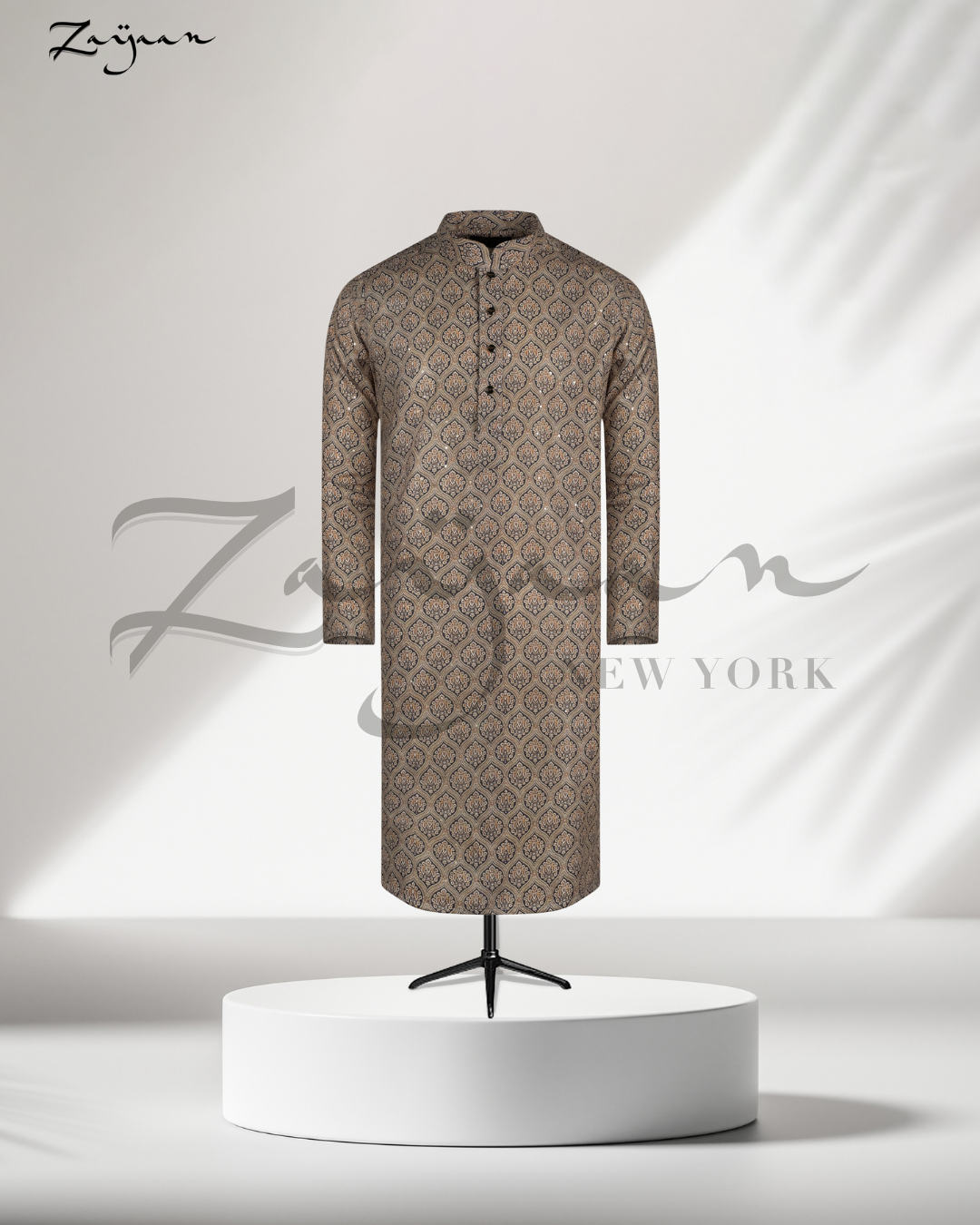 Premium Print Panjabi | Brown & Blue